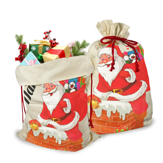 Personalised Santa Clause Santa Claus Drawstring Bag 21"x32" - Drawstring Bag 21"x32" (Two Sides) - Zanlana Design and Home Decor