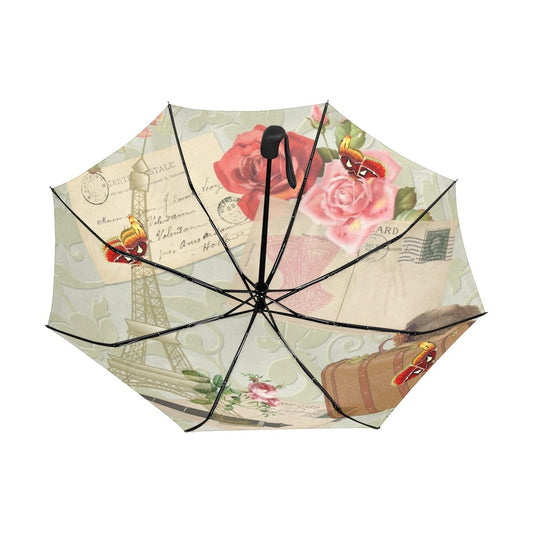 Vintage Paris Anti-UV Auto-Foldable Umbrella - Auto-Foldable Umbrella (Underside Printing) - Zanlana Design and Home Decor