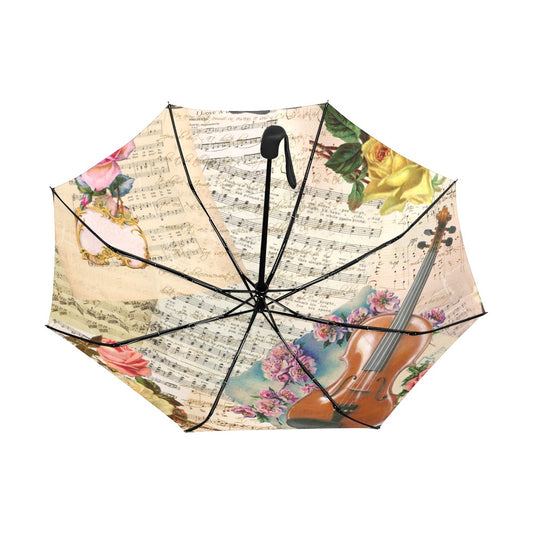Vintage Music Anti-UV Auto-Foldable Umbrella - Auto-Foldable Umbrella (Underside Printing) - Zanlana Design and Home Decor