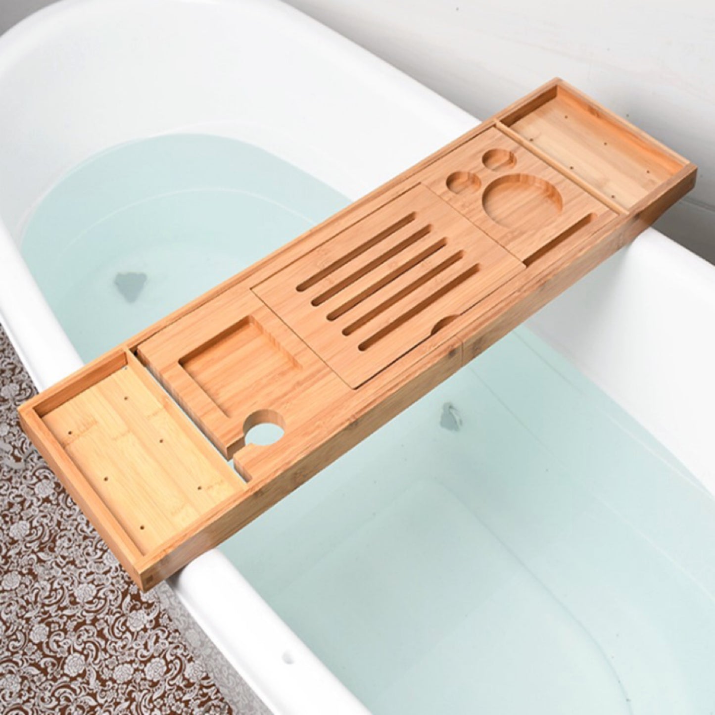 Expandable Bamboo Bathup Caddy Tray
