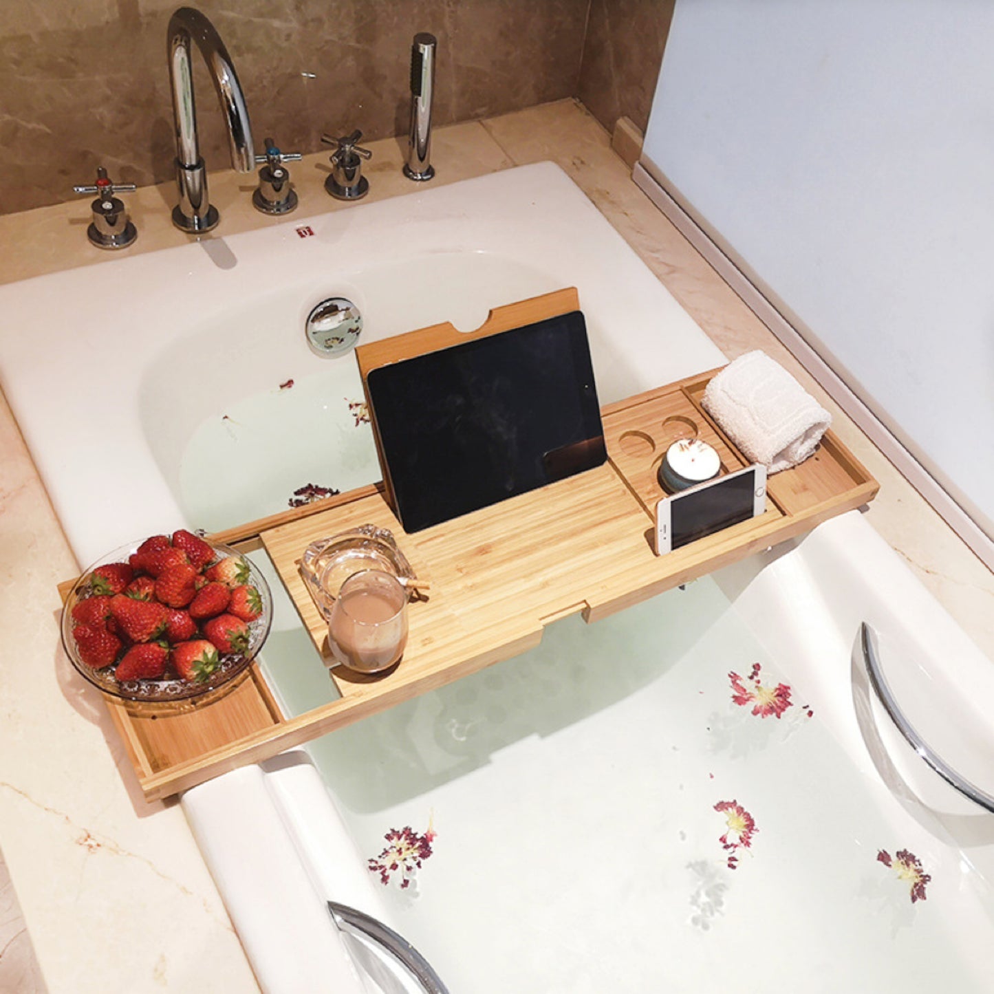 Expandable Bamboo Bathup Caddy Tray - Home & Garden > Bathroom Accessories - Zanlana Design and Home Decor