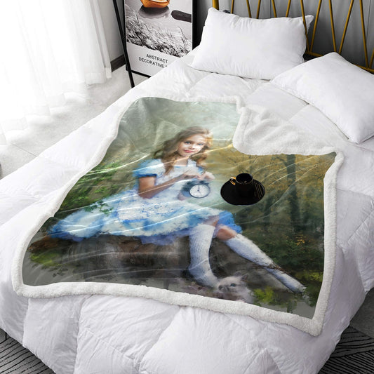 Fairytale Alice In Wonderland Inspired Double Layer Short Plush Blanket 50"X60" - Double Layer Short Plush Blanket 50"x60" - Zanlana Design and Home Decor