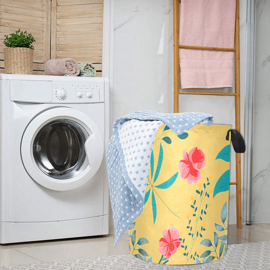 Floral Mustard Laundry Basket Laundry Bag - Laundry Bag (Large) - Zanlana Design and Home Decor
