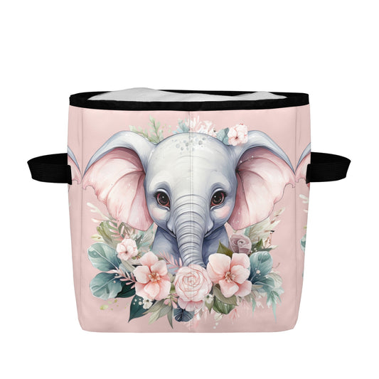 Elephant Elegance: Enchanting Floral Haven with Adorable Elephant Illustration - Quilt Storage Bag - Quilt Storage Bag - Zanlana Design and Home Decor