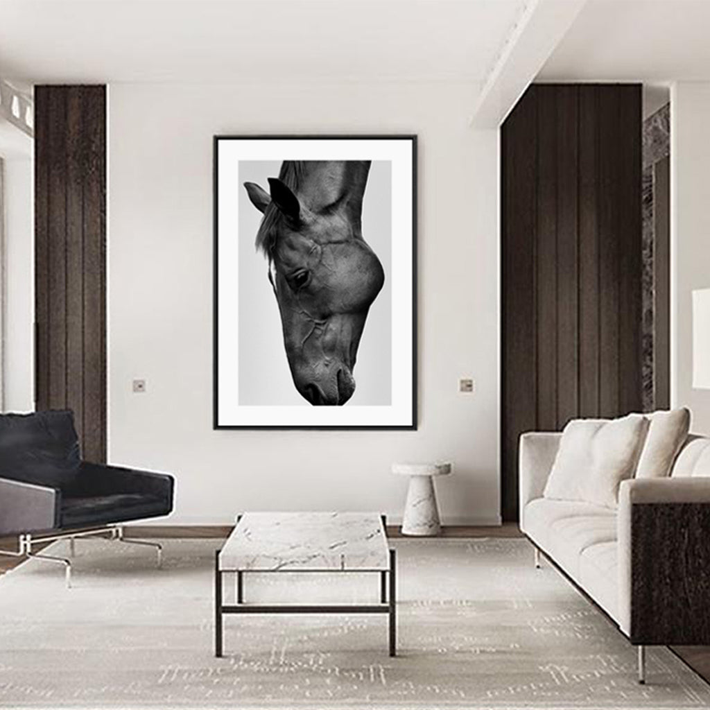 Wall Art 60cmx90cm Modern Black Horse Black Frame Canvas - Home & Garden > Wall Art - Zanlana Design and Home Decor