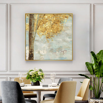 50cmx50cm Golden Leaves 2 Sets Gold Frame Canvas Wall Art - Home & Garden > Wall Art - Zanlana Design and Home Decor