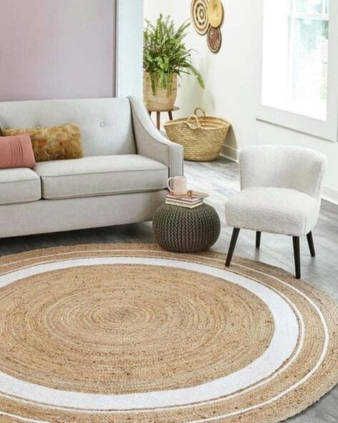 Sustainable Jute Round Rug | Decorative Floor 120 cm Rug - Home & Garden > Rugs - Zanlana Design and Home Decor