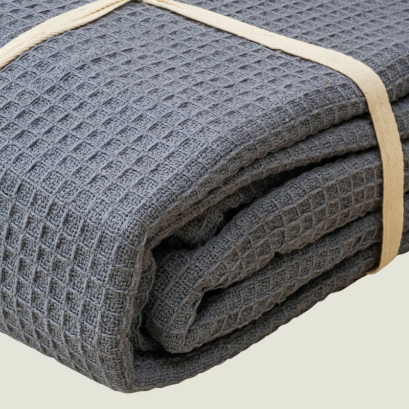 Cotton Woven Waffle Blanket 228 x 228 cm - Blankets - Zanlana Design and Home Decor