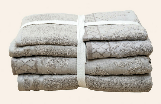 Moroccan Jacquard Organic Terry Towels 6 pc Set - Bath Towel - Zanlana Design and Home Decor