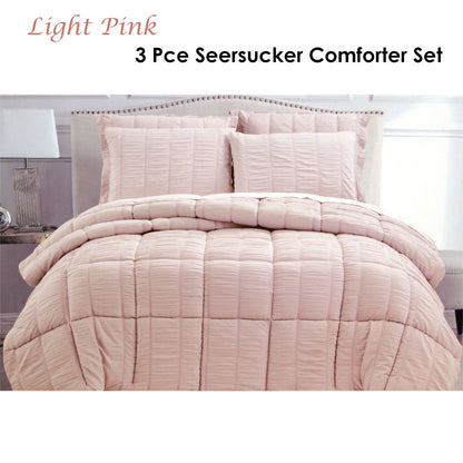 Seersucker Comforter Set Queen Light Pink - Home & Garden > Bedding - Zanlana Design and Home Decor