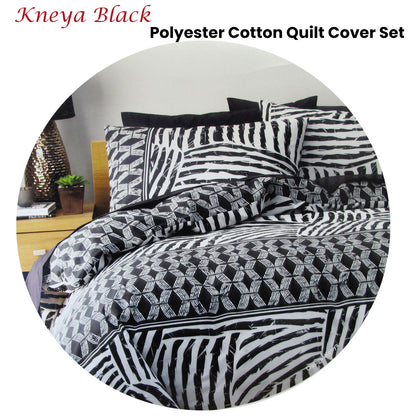 Homeport Kenya Black Printed Geometric Quilt Cover Set Double - Home & Garden > Bedding - Zanlana Design and Home Decor