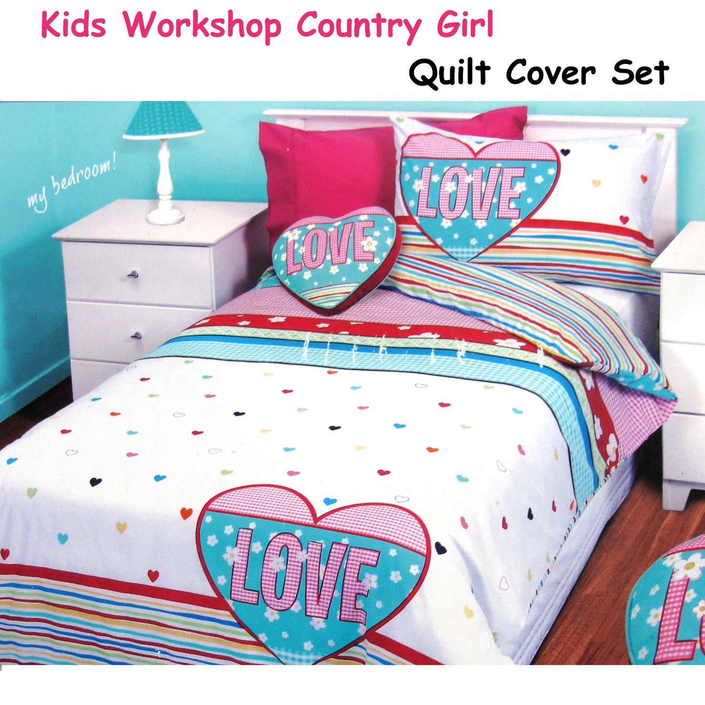 Kids Workshop Country Girl Quilt Cover Set Double - Home & Garden > Bedding - Zanlana Design and Home Decor