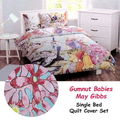 Caprice May Gibbs Gumnut Babies Licensed Quilt Cover Set Single - Home & Garden > Bedding - Zanlana Design and Home Decor