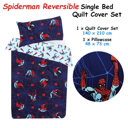 Caprice Marvel Spiderman Reversible Licensed Quilt Cover Set Single - Home & Garden > Bedding - Zanlana Design and Home Decor