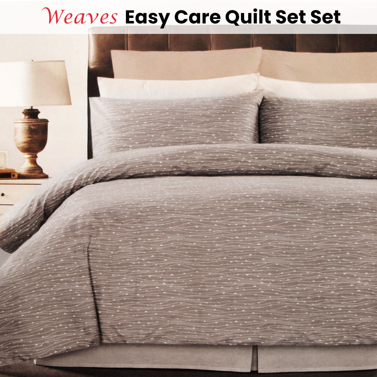 Weaves Coffee Easy Care Quilt Cover Set Single - Home & Garden > Bedding - Zanlana Design and Home Decor