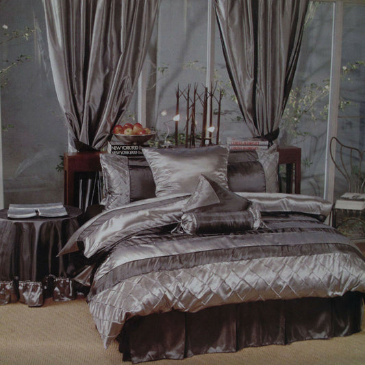 Boudoir Caledonia Black Silver Quilt Cover Set Single - Home & Garden > Bedding - Zanlana Design and Home Decor