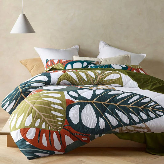 Accessorize 3 Piece Monstera Digital Printed Comforter Set Queen - Home & Garden > Bedding - Zanlana Design and Home Decor