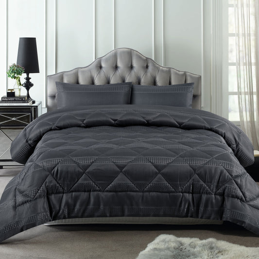 Accessorize 3 Piece Waffle Slate Comforter Set Queen - Home & Garden > Bedding - Zanlana Design and Home Decor