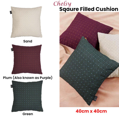 Bedding House Chelsy Green Square Filled Cushion 40cm x 40cm - Home & Garden > Bedding - Zanlana Design and Home Decor