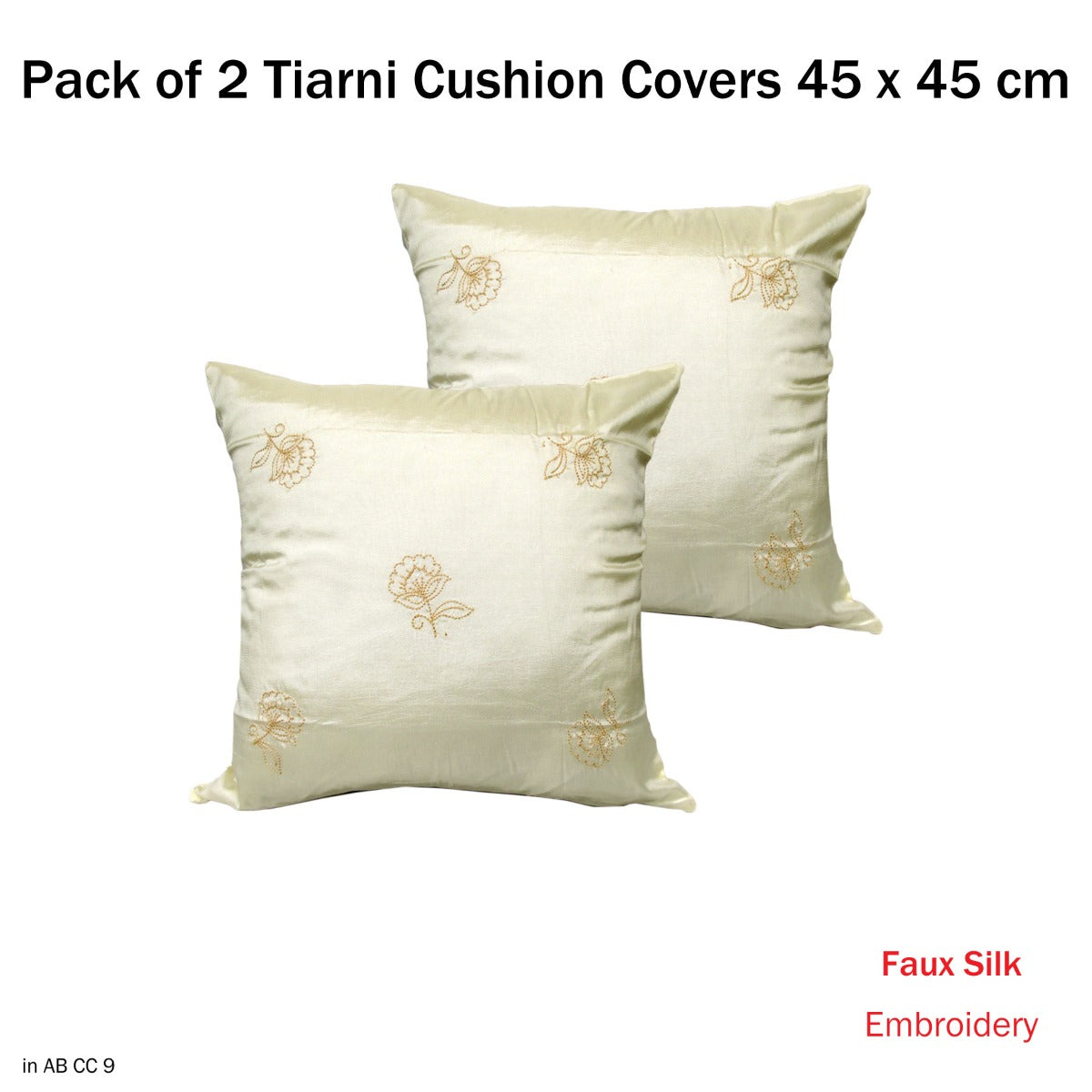 Accessorize Set of 2 Tiarni Embroidery Faux Silk Square Cushion Covers - Home & Garden > Bedding - Zanlana Design and Home Decor
