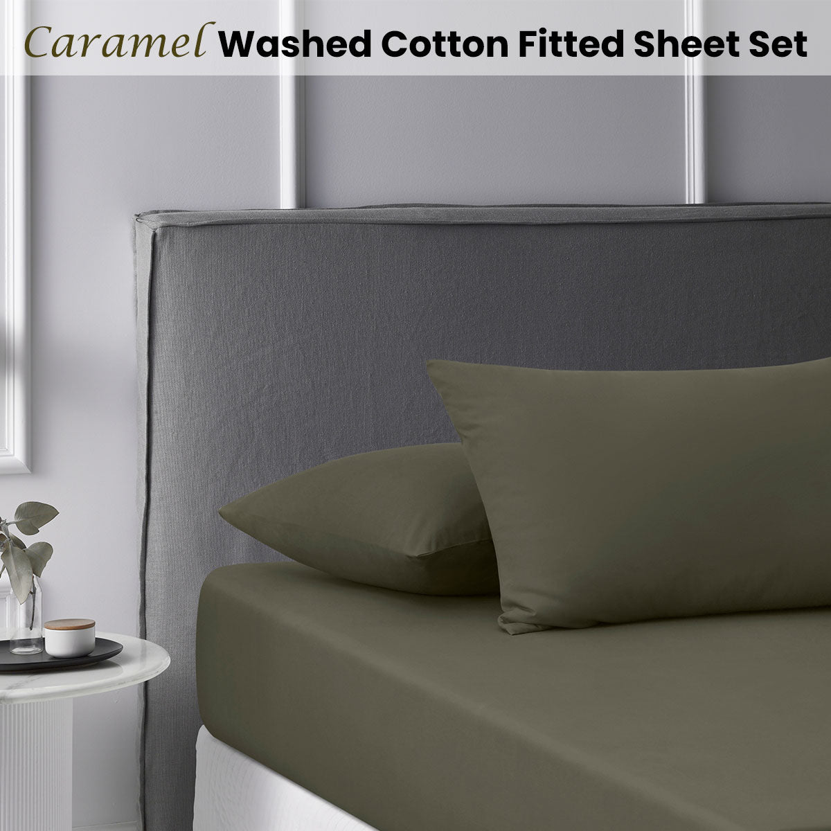Accessorize Caramel Washed Cotton Fitted Sheet Set King Single - Home & Garden > Bedding - Zanlana Design and Home Decor