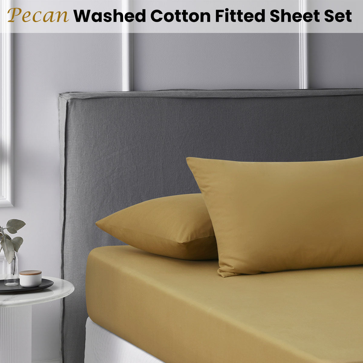 Accessorize Pecan Washed Cotton Fitted Sheet Set King Single - Home & Garden > Bedding - Zanlana Design and Home Decor