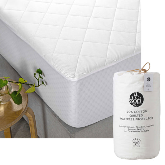 Accessorize Cotton Quilted Mattress Protector Double - Home & Garden > Bedding - Zanlana Design and Home Decor