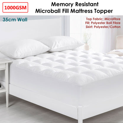 Cloudland 1000GSM Memory Resistant Microball Fill Mattress Topper King Single - Home & Garden > Bedding - Zanlana Design and Home Decor