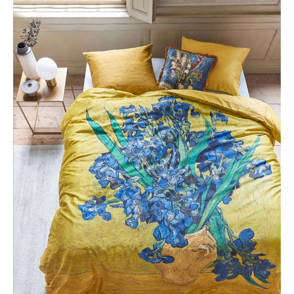 Bedding House Irises Yellow Cotton Sateen Quilt Cover Set Queen - Home & Garden > Bedding - Zanlana Design and Home Decor