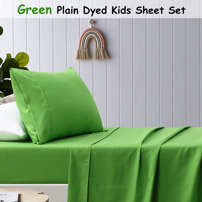 Happy Kids Green Plain Dyed Microfibre Sheet Set Double - Home & Garden > Bedding - Zanlana Design and Home Decor