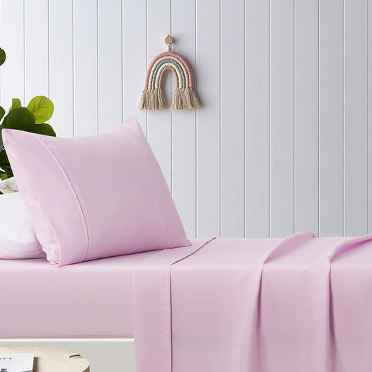 Happy Kids Pink Plain Dyed Microfibre Sheet Set King Single - Home & Garden > Bedding - Zanlana Design and Home Decor