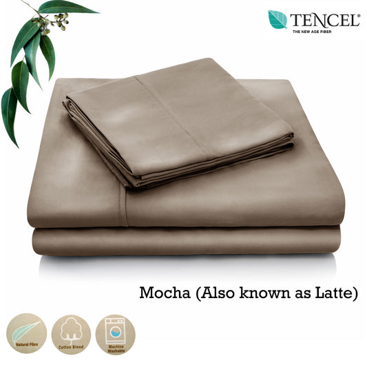 Accessorize Tencel Cotton Blend Sheet Set Mocha (Also Known as Latte) Single - Home & Garden > Bedding - Zanlana Design and Home Decor