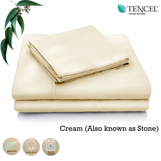 Accessorize Tencel Cotton Blend Sheet Set Cream (Also Known as Stone) Single - Home & Garden > Bedding - Zanlana Design and Home Decor