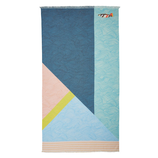 Oilily Cotton Digital Print Large Towel Stormy Waves - Bath Towel - Zanlana Design and Home Decor