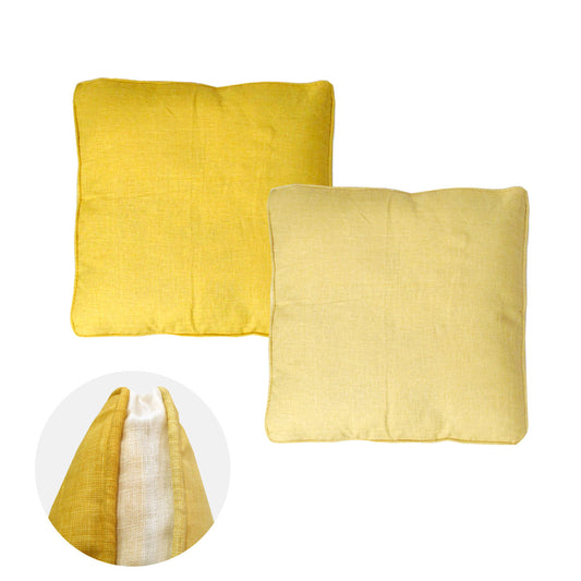 2-Tone Yellow Gusseted Linen Texture Look Filled Cushion 45 x 45 x 6 cm - Home & Garden > Decor - Zanlana Design and Home Decor