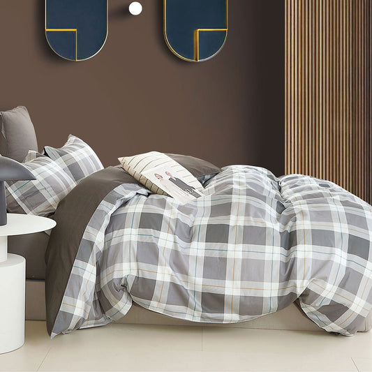 Ardor 250TC Chester Plaid Cotton Sateen Quilt Cover Set King - Home & Garden > Bedding - Zanlana Design and Home Decor