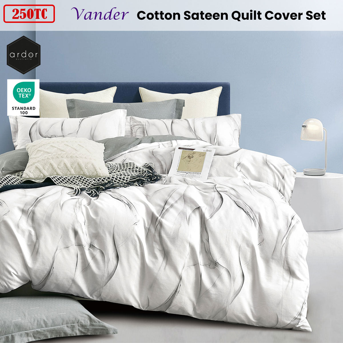 Ardor 250TC Vander Cotton Sateen Quilt Cover Set King - Home & Garden > Bedding - Zanlana Design and Home Decor