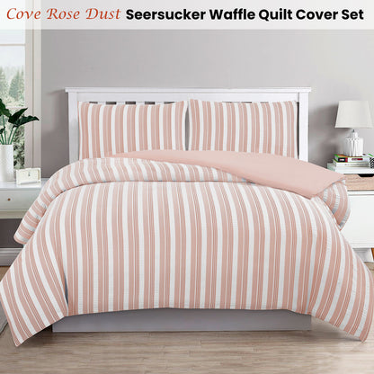 Ardor Cove Rose Dust (Similar to Peach color) Seersucker Waffle Quilt Cover Set Double - Home & Garden > Bedding - Zanlana Design and Home Decor