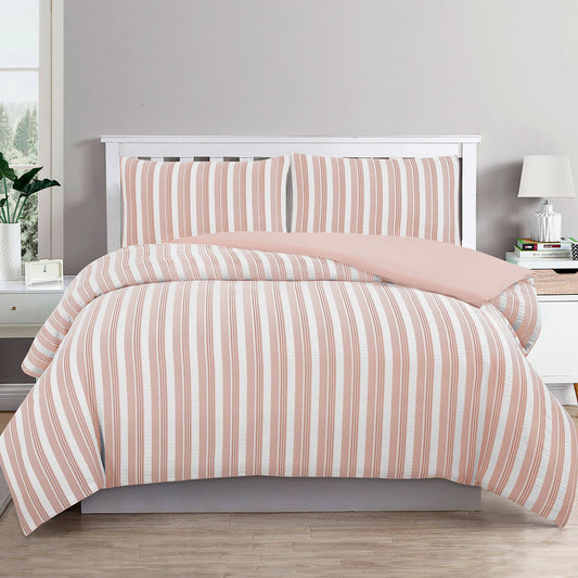 Ardor Cove Rose Dust (Similar to Peach color) Seersucker Waffle Quilt Cover Set King - Home & Garden > Bedding - Zanlana Design and Home Decor