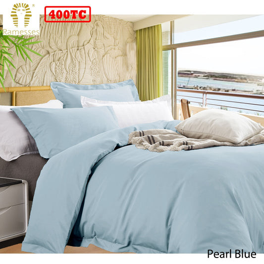Ramesses Bamboo Cotton Quilt Cover Set Pearl Blue King - Home & Garden > Bedding - Zanlana Design and Home Decor