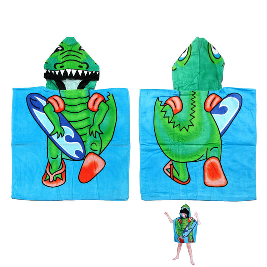 Cute Kids Cotton Hooded Towel Poncho 60 x 120 cm Dinosaur - Home & Garden > Bathroom Accessories - Zanlana Design and Home Decor