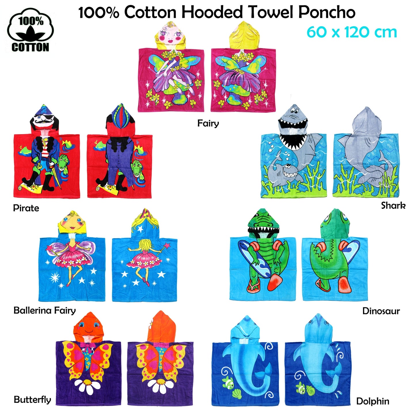 Cute Kids Cotton Hooded Towel Poncho 60 x 120 cm Pirate - Home & Garden > Bathroom Accessories - Zanlana Design and Home Decor