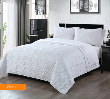 3 piece embossed comforter set king white - Home & Garden > Bedding - Zanlana Design and Home Decor