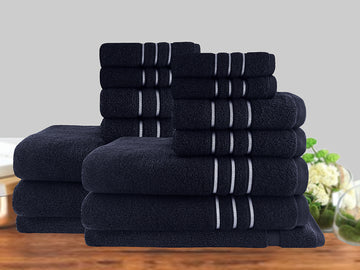 14pc classic dobby stripe cotton towel set 650gsm sailor blue - Bath Towel - Zanlana Design and Home Decor