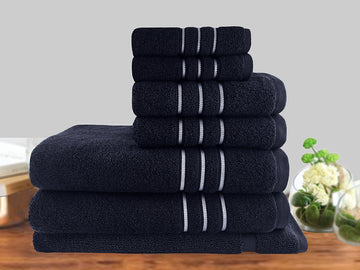7pc classic dobby stripe cotton towel set 650gsm sailor blue - Bath Towel - Zanlana Design and Home Decor