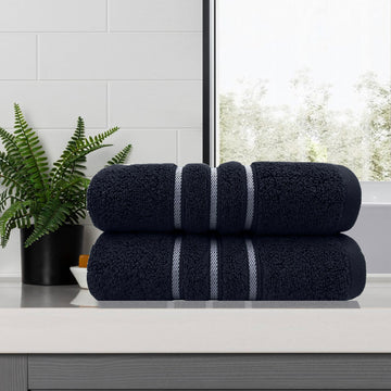 amor classic dobby stripe super soft premium cotton bath towel 2 pcs sailor blue - Bath Towel - Zanlana Design and Home Decor