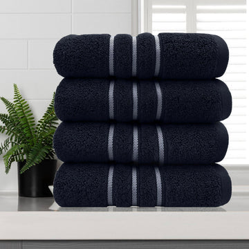 amor classic dobby stripe super soft premium cotton hand towel 4 pcs sailor blue - Bath Towel - Zanlana Design and Home Decor