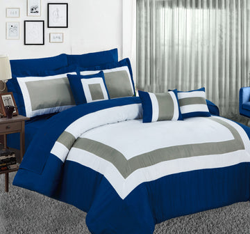 10 piece comforter and sheets set king navy - Home & Garden > Bedding - Zanlana Design and Home Decor