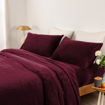 thermal microplush sheet set double aubergine - Home & Garden > Bedding - Zanlana Design and Home Decor
