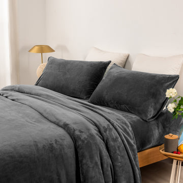 thermal microplush sheet set double charcoal - Home & Garden > Bedding - Zanlana Design and Home Decor